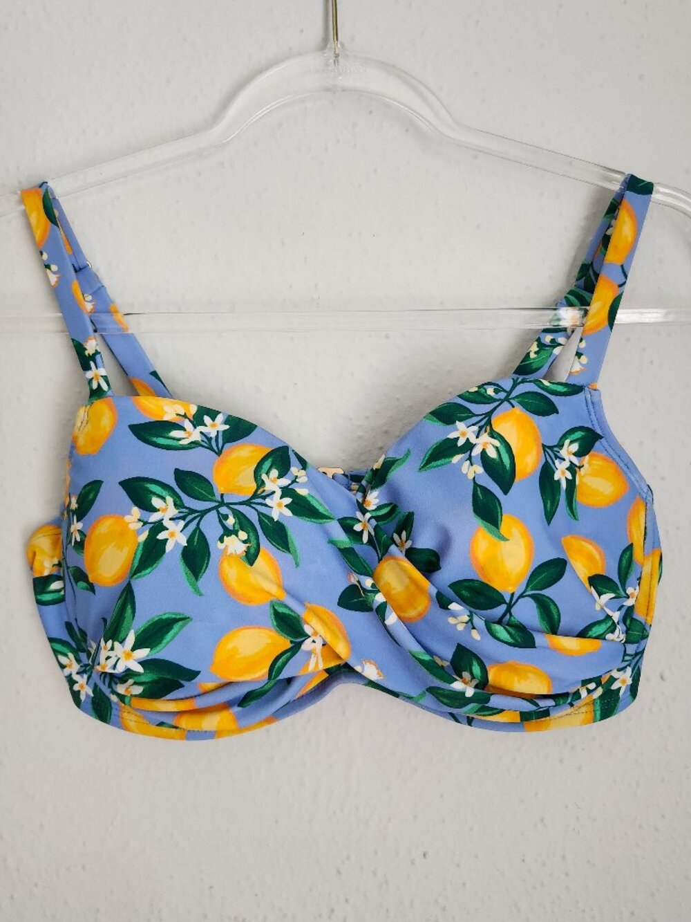 DRAPER JAMES Lemon Blossom Twist Underwire Bikini Top L